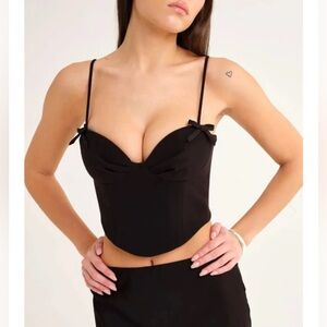 NWT Rumored A Little Dream Corset Top Crop Bows Black Large Whimsygoth Coquette